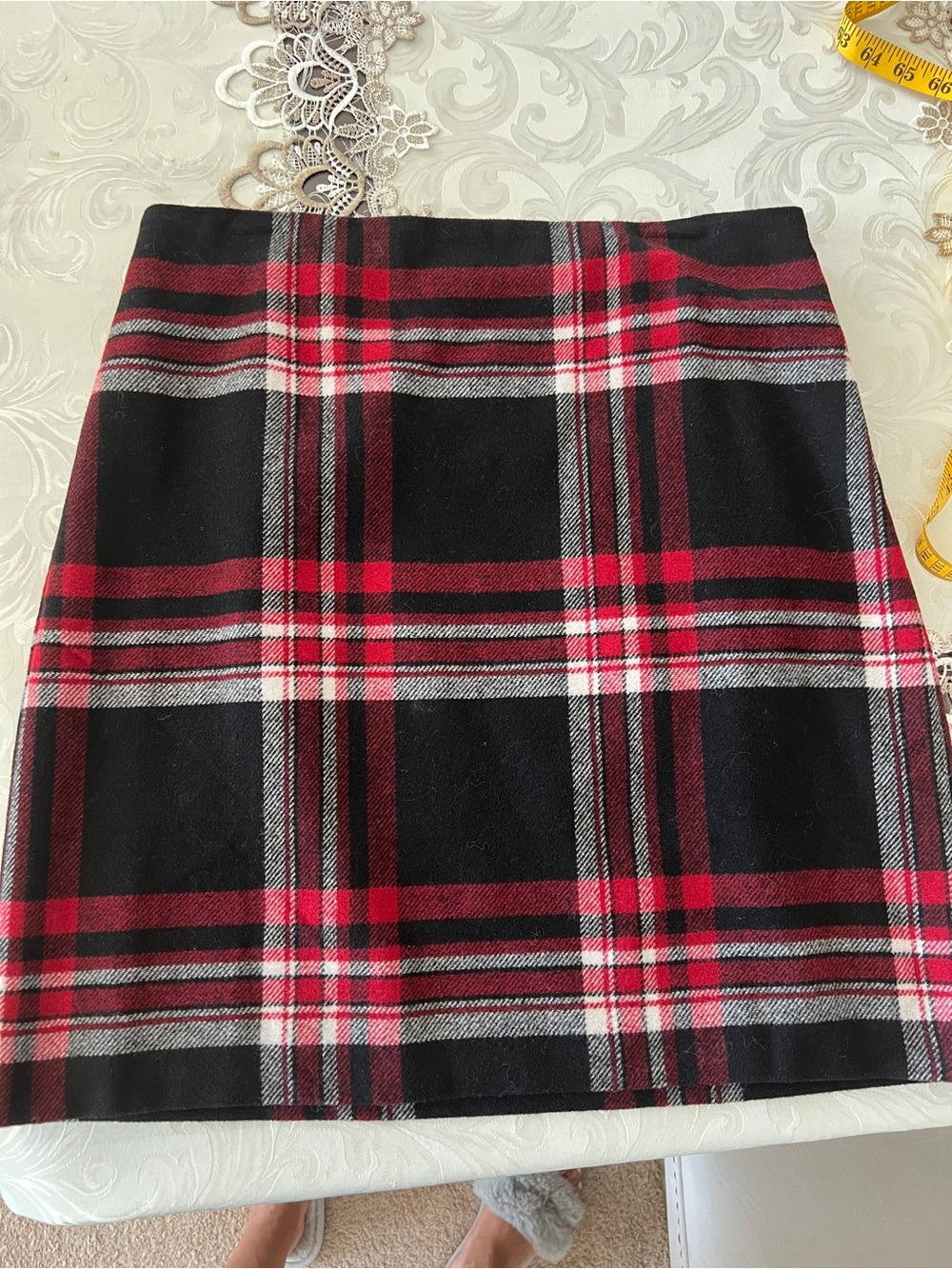 Talbots Black and Red Plaid Mini Skirt